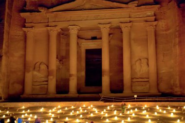 The Treasury at Petra at night, Jordan clipart