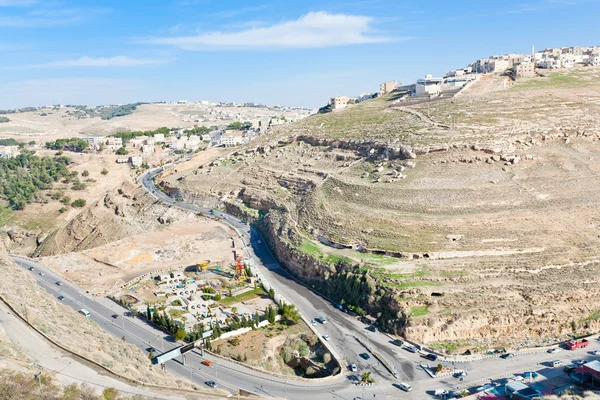 Stad kerak op stenen heuvel, Jordanië — Stockfoto