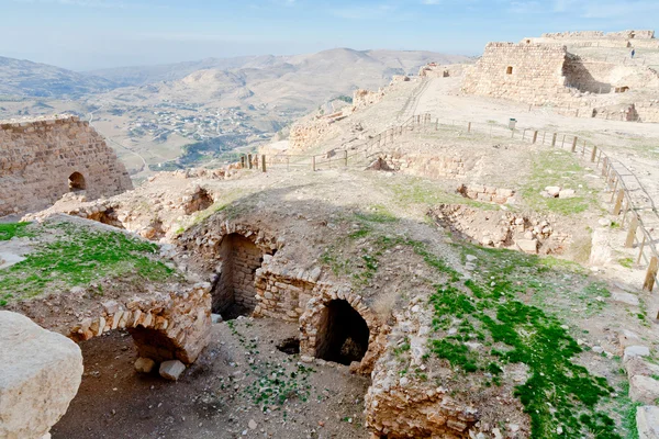 Bovenste Hof van oude kasteel kerak, Jordanië — Stockfoto