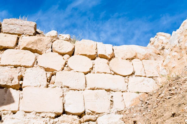 Tegel sten innervägg av urgamla kerak slott, jordan — Stockfoto