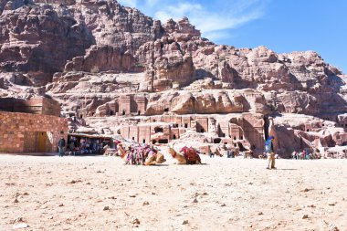 Bedevi kampında Caddesi'ndeki cephe, petra, jordan