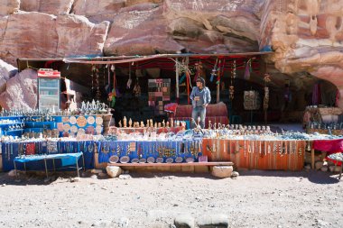 Bedouin souvenir shop in ancient city Petra, Jordan clipart