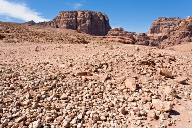 Stone wildness in mountain valley in Petra, clipart