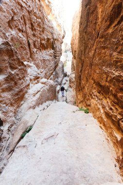 Narrow rock crack in mountains of Little Petra, clipart