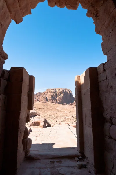 stock image View from Urn Tomb to mountain dessert in Petra