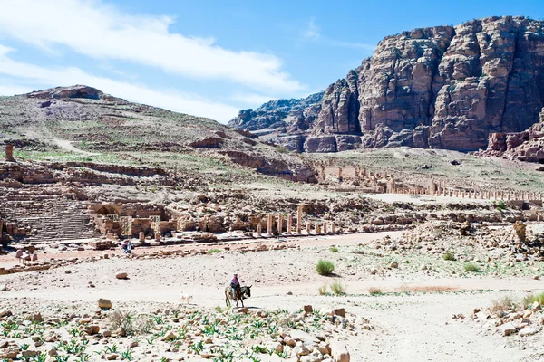 Panorama di Via Colonnato a Petra — Foto Stock