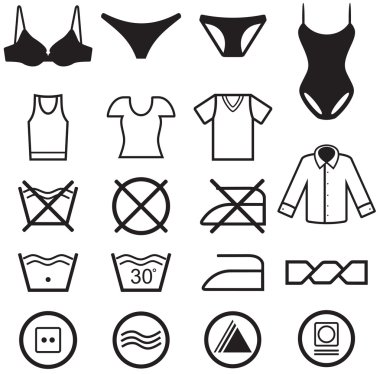 Collection washing symbols clipart