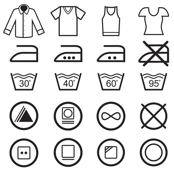 Uppsättning av tvätt symboler — Stock vektor