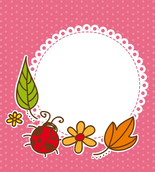 可爱叶子上的瓢虫 — 图库矢量图片