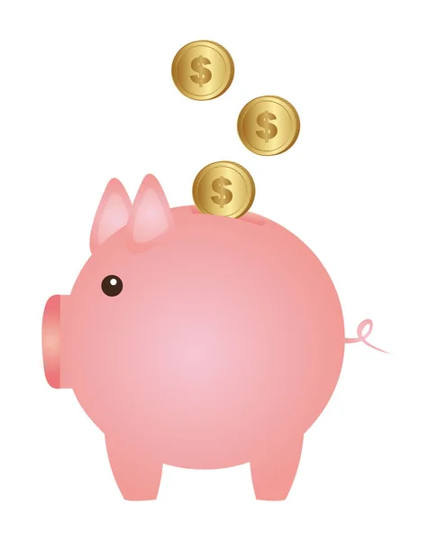 小猪与硬币 — 图库矢量图片