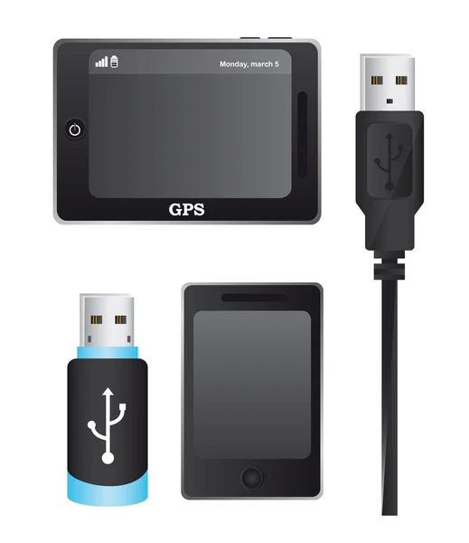 Enchufe USB y gsp — Vector de stock