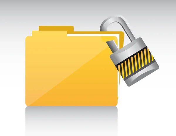 Folder with pad lock — Stock Vector