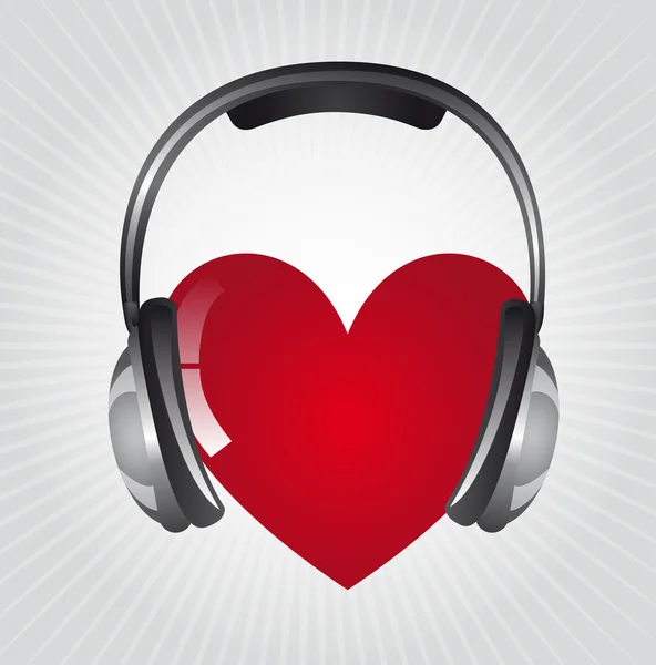 Headphones with heart — Stock Vector