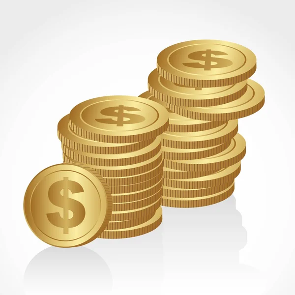 Hromady zlatých mincí — Stockový vektor