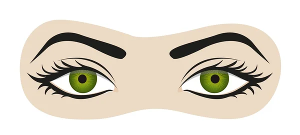 stock vector green eyes with eyelashes and eyebrows