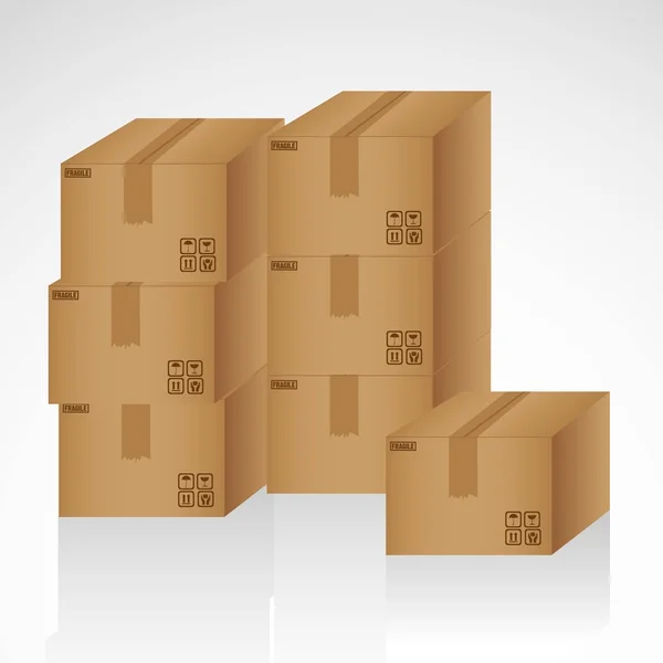 Cardboard boxes stacked — Stock Vector