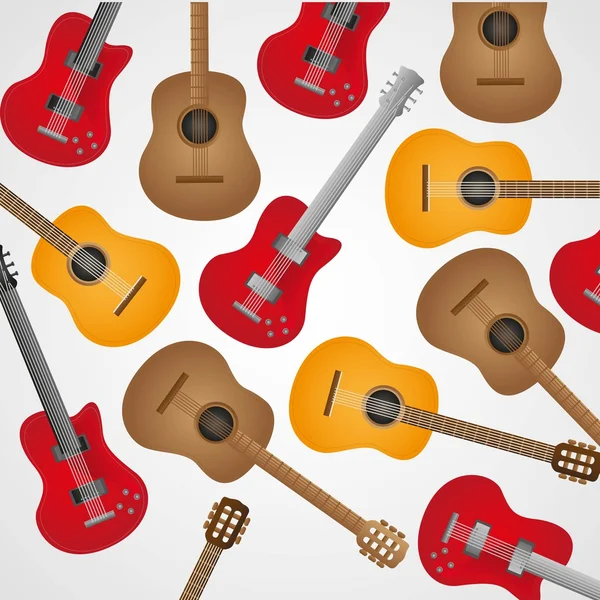 Guitarras acústicas e elétricas — Vetor de Stock