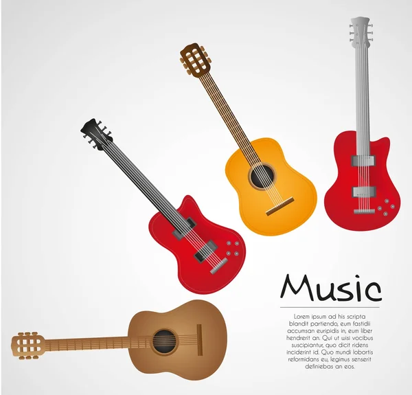 Guitarra acústica y eléctrica — Vector de stock