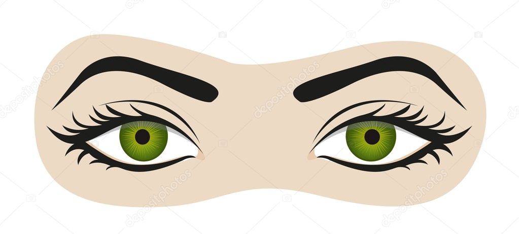 green eyes with eyelashes and eyebrows