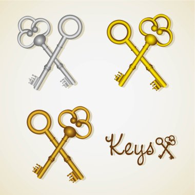 set of old keys clipart