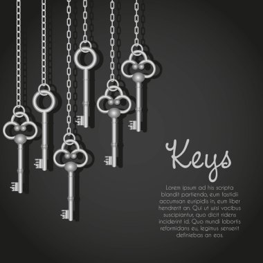 old silver keys hanging string clipart