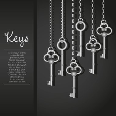 old keys with link chain clipart