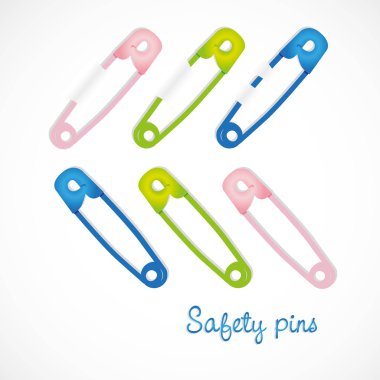 colored safety pins clipart