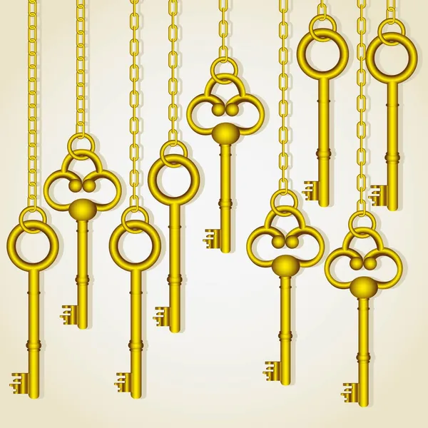 Old golden keys — Stock Vector