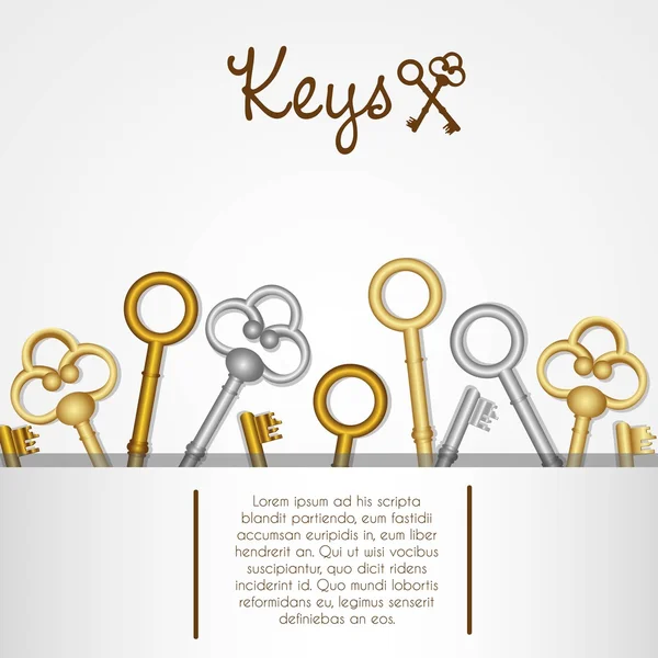 Pattern of old keys — Stock Vector