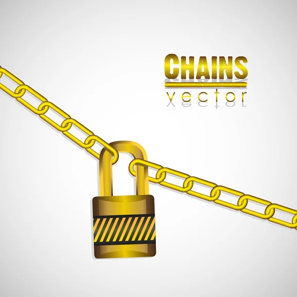 Chaînes en or attachées par un cadenas — Image vectorielle