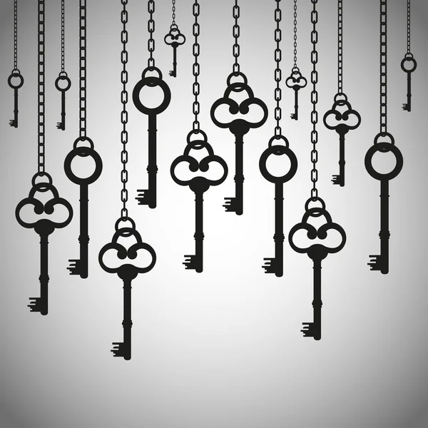 Silhouettes of old keys — Stock Vector