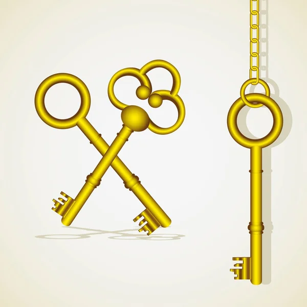 Old golden key — Stock Vector