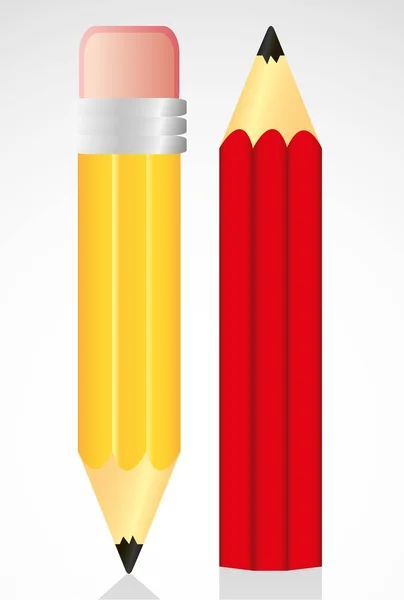 Lápiz amarillo y rojo — Vector de stock
