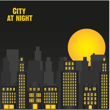 city at night clipart