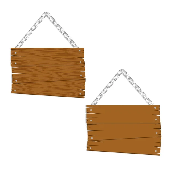 Placas de madeira com corrente — Vetor de Stock