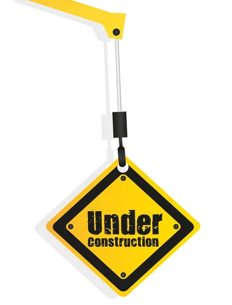 Under construction sign hanging — Stock Vector