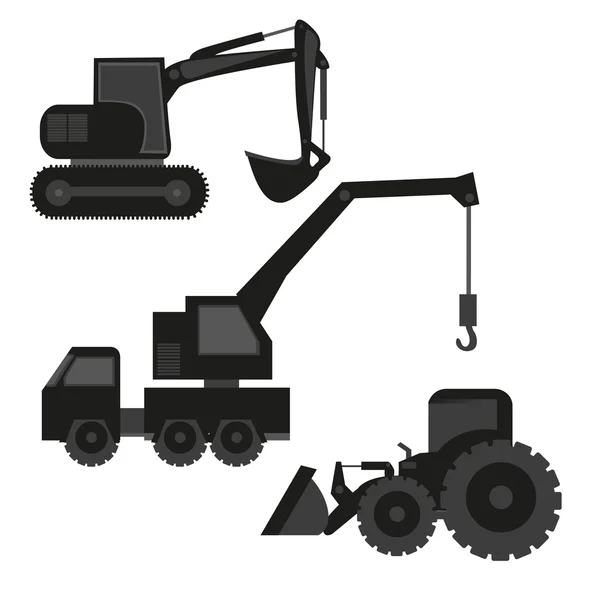 Machines de construction silhouette — Image vectorielle
