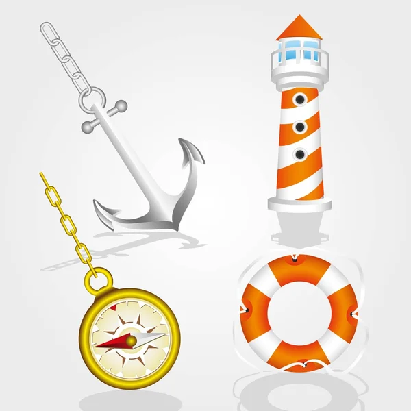 Set van iconen van de zee — Stockvector
