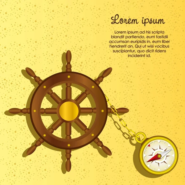 Корабль Руль с компасом — стоковый вектор