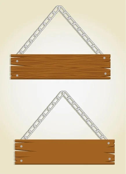 Placas de madeira com corrente — Vetor de Stock