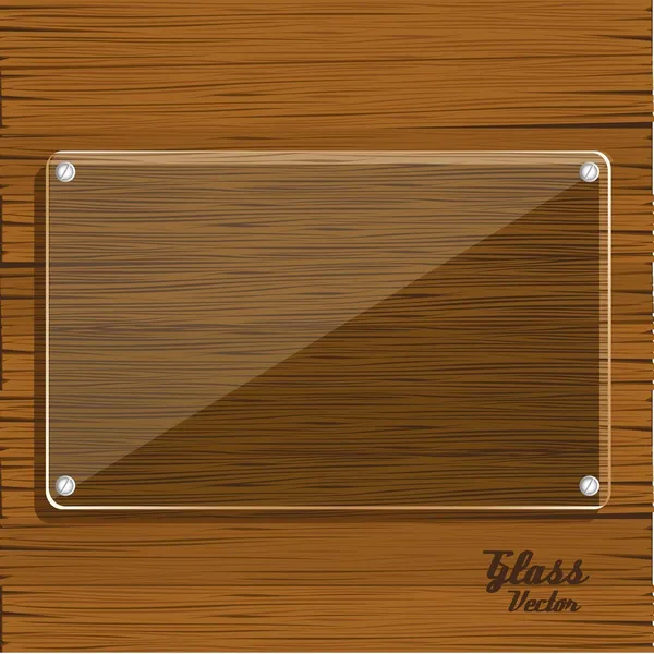 Placa de vidrio sobre madera — Vector de stock