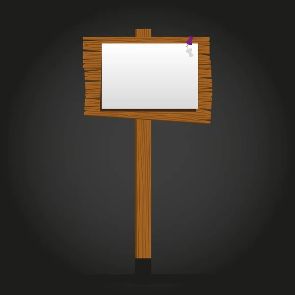 Signalisation en bois avec un papier — Image vectorielle