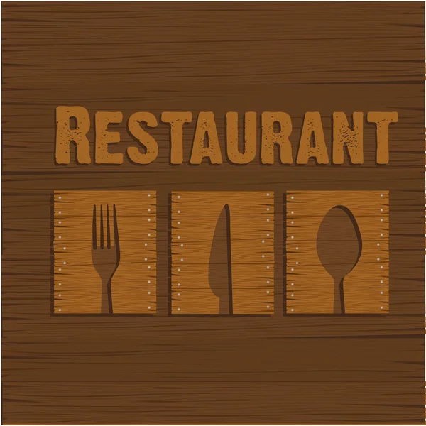 Signo de madera restaurante — Vector de stock