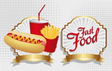 hot dog combo with french fries and soda clipart