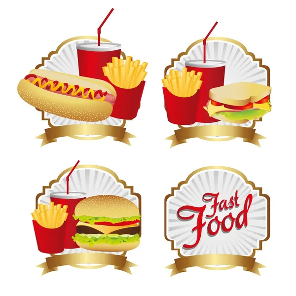 Labels fast food combo — Stock Vector
