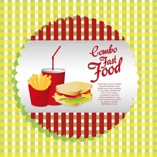 Labels fast food combo — Stock Vector
