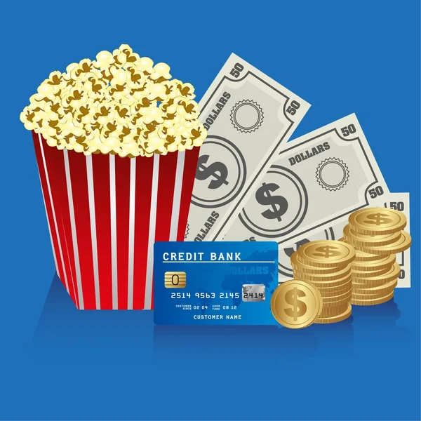 Popcorn with money — Stock Vector