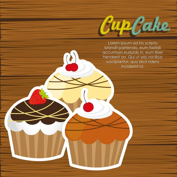 Cupcakes auf Holz — Stockvektor