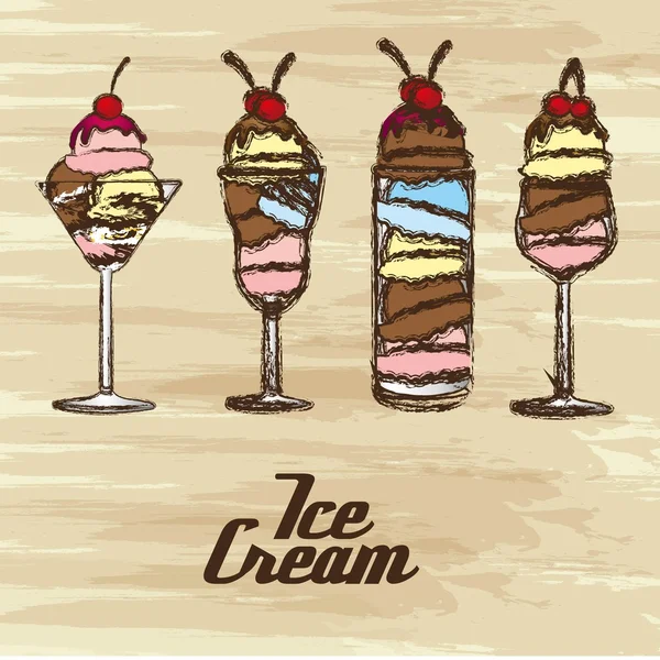 Grunge edged ice creams — Stock Vector