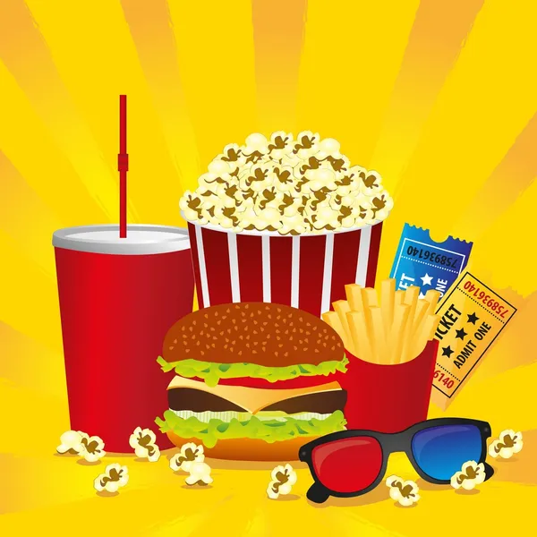 Cine combo de comida rápida — Vector de stock